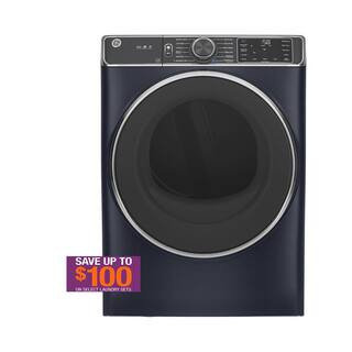 GE 7.8 cu. ft. Smart Front Load Electric Dryer in Sapphire Blue with Steam and Sanitize Cycle, EN... | The Home Depot
