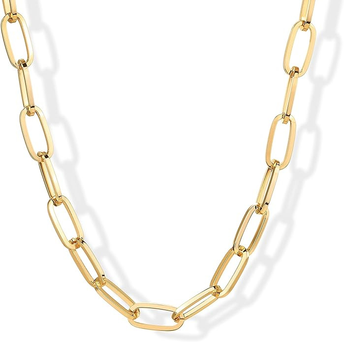 PAVOI 14K Gold Plated Chunky Chain Choker Necklaces for Women | Gold Statement Graduated Link Cha... | Amazon (US)