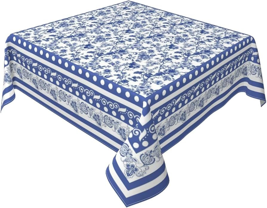 Spring Blue Floral Branches Square Tablecloth 54 Inch Chinoiserie Pattern Table Cover Seasonal Bl... | Amazon (US)