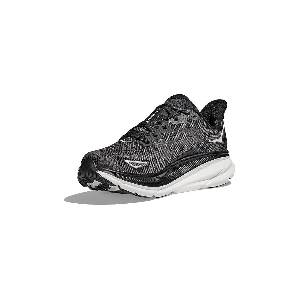 Hoka One Womens Clifton 9 Road Running Shoes - Black/White | Shop Simon
