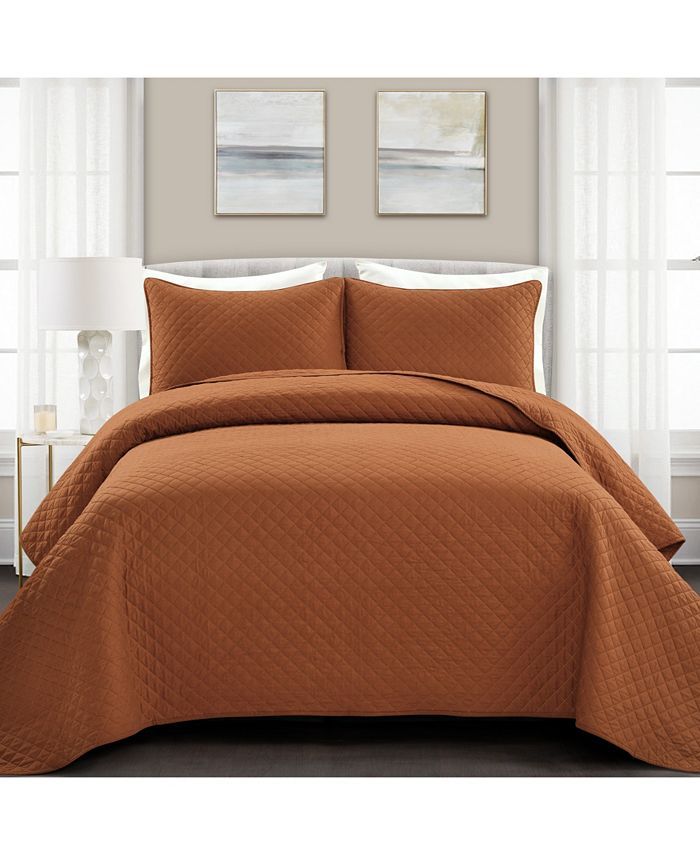 Lush Décor Ava Cotton 3 Piece Quilt Set, Full/Queen & Reviews - Quilts & Bedspreads - Bed & Bath... | Macys (US)