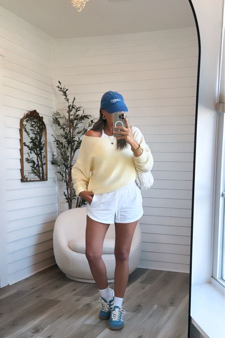 Summer ootd💛💙
Wearing a in this super soft lightweight sweater. Shorts are size 6. Shoes size down one whole size!

#LTKStyleTip #LTKActive #LTKOver40