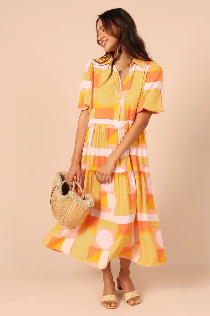 Tanja Collar Midi Dress - Mustard | Petal & Pup (US)