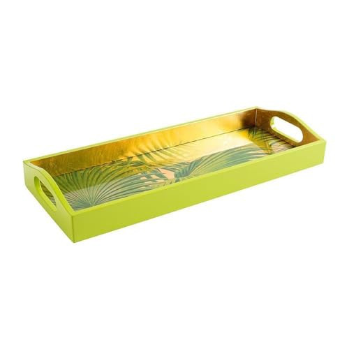 Caspari Palm Fronds Gold Lacquer Bar Tray – Rectangular Decorative Serving Tray, 20” x 8” – Handcrafted Wood & Lacquer Finish, Luxury Barware or Home Décor Accent – 1 Each | Amazon (US)