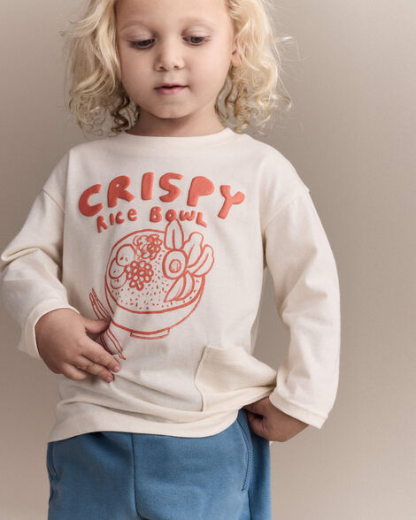 Toddler 'Crispy Rice Bowl' Long-Sleeve Relaxed Graphic Tee - Cream | Carter's Inc