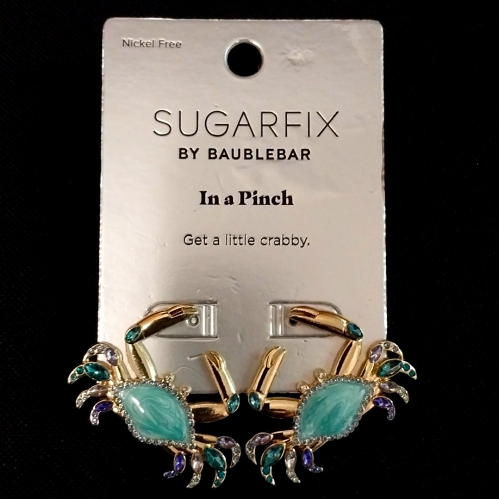 BAUBLEBAR BRAND SUGARFIX GOLD CRAB EARRINGS WITH STONE AND RHINESTONES | Poshmark