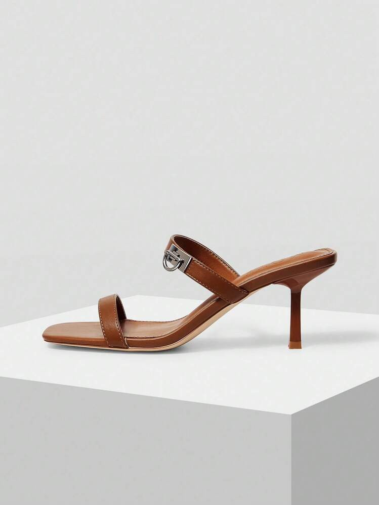 MOTF PREMIUM D-RING DETAIL SQUARE TOE MULE HEELED SANDALS, VACATION SHOES, FOR SUMMER NEW YEAR HOLIDAY, SPRING SHOES, SPRING BREAK EASTER PROM HEELS FOR CHRISTMAS | SHEIN