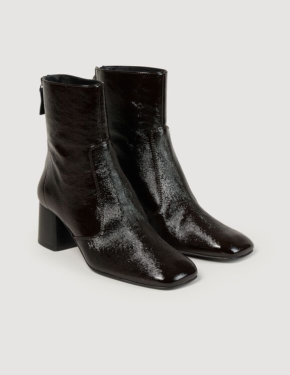 Cracked leather ankle boots | Sandro-Paris US