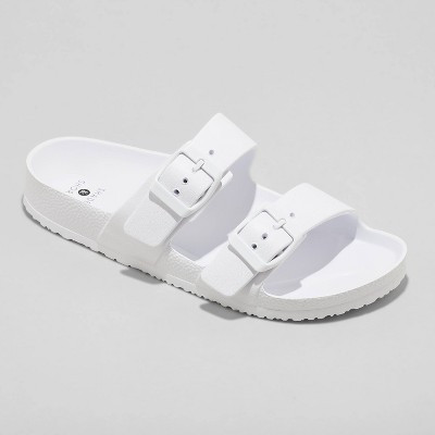 Women's Neida EVA Two Band Footbed Slide Sandals - Shade & Shore™ White 8: Contoured Footbed, Double Straps | Target