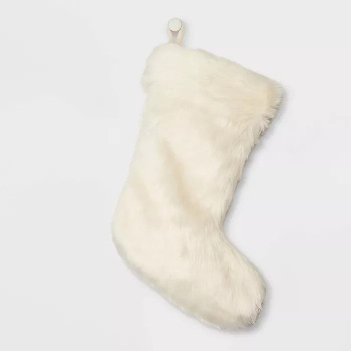 Faux Fur Christmas Stocking Cream - Wondershop™ | Target
