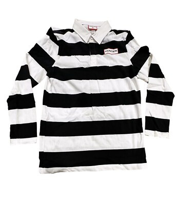 Hunter For Target Boys' Striped Polo Rugby Long Sleeve Shirt White Black XL 16 | eBay US