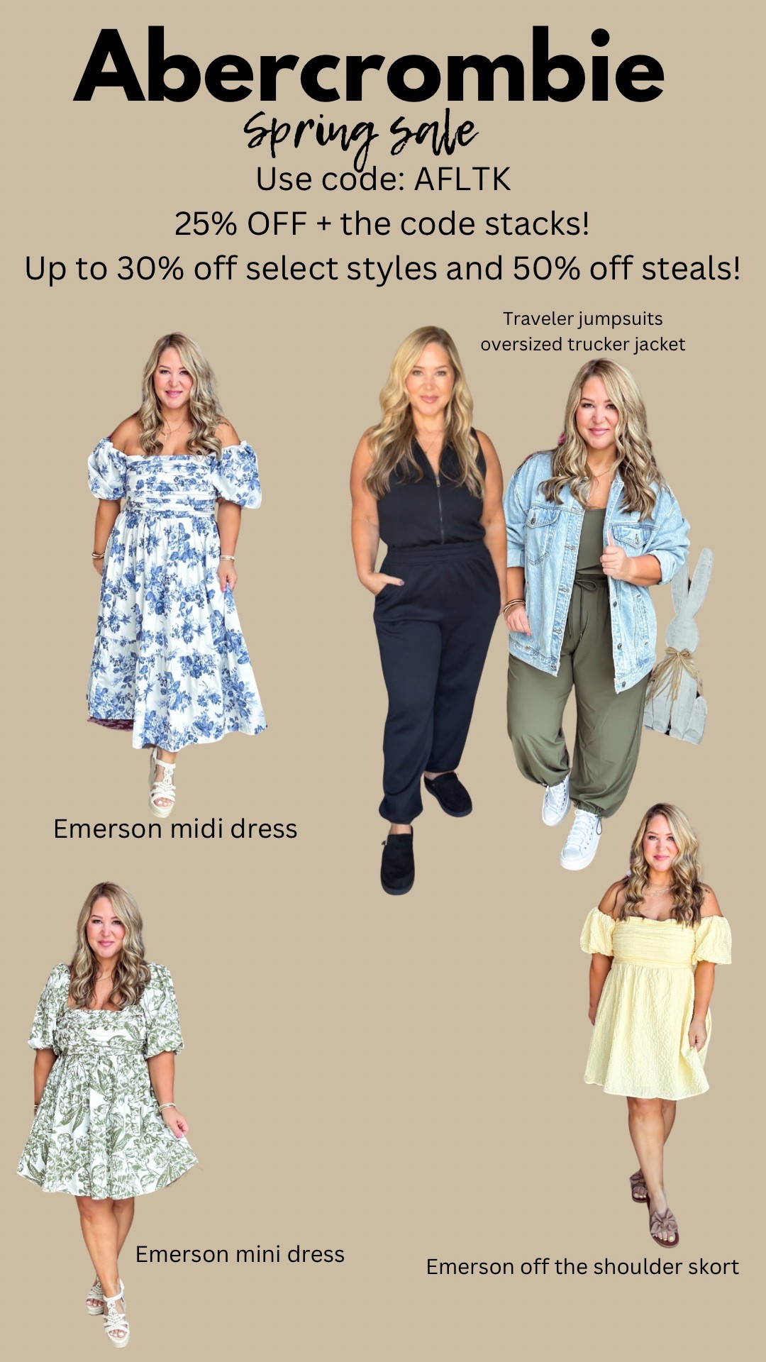 Abercrombie faves! The dresses and skort are last years prints but still the same styles. I currently wear a large in Abercrombie and a large petite in the jumpsuits. I get the medium in the trucker jacket  

#LTKSaleAlert #LTKMidsize #LTKOver40