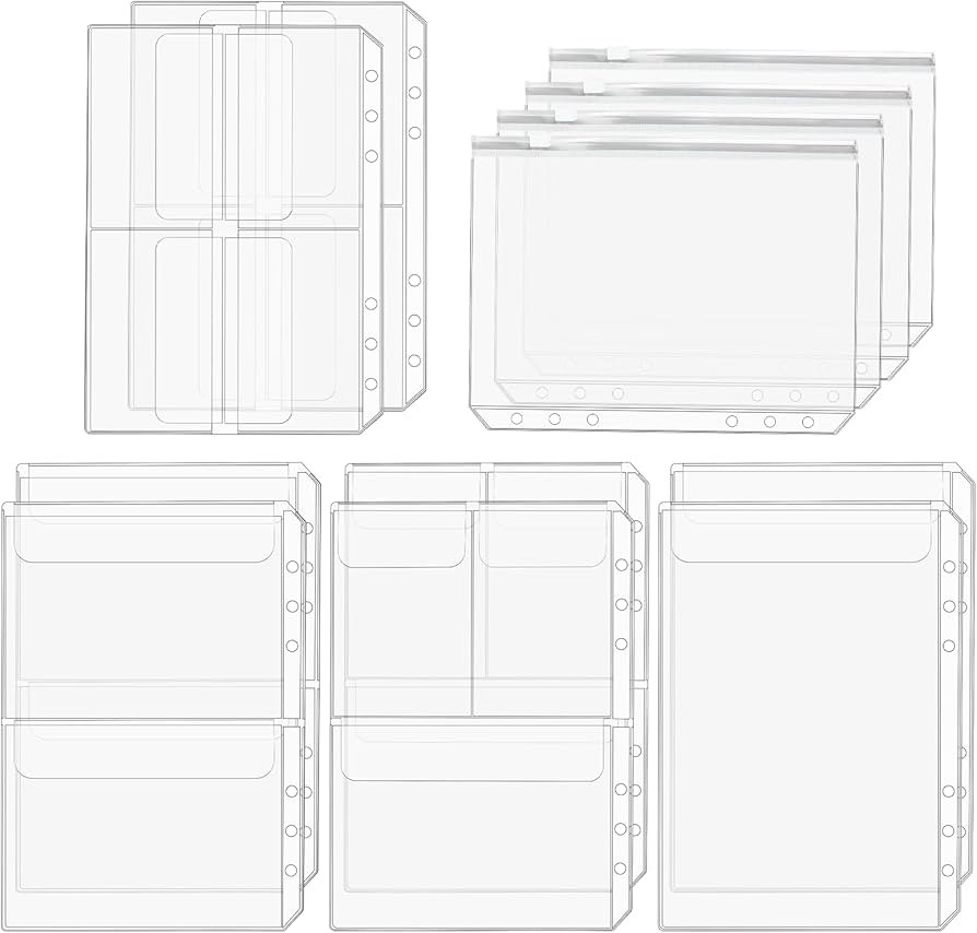 Premium Clear Binder Zipper Folders - 12PCS A5 Size 6 Holes Binder Inserts, Document Filing Bags ... | Amazon (US)