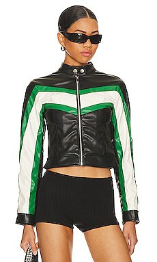 Jackie Faux Leather Moto Jacket in Red | Revolve Clothing (Global)