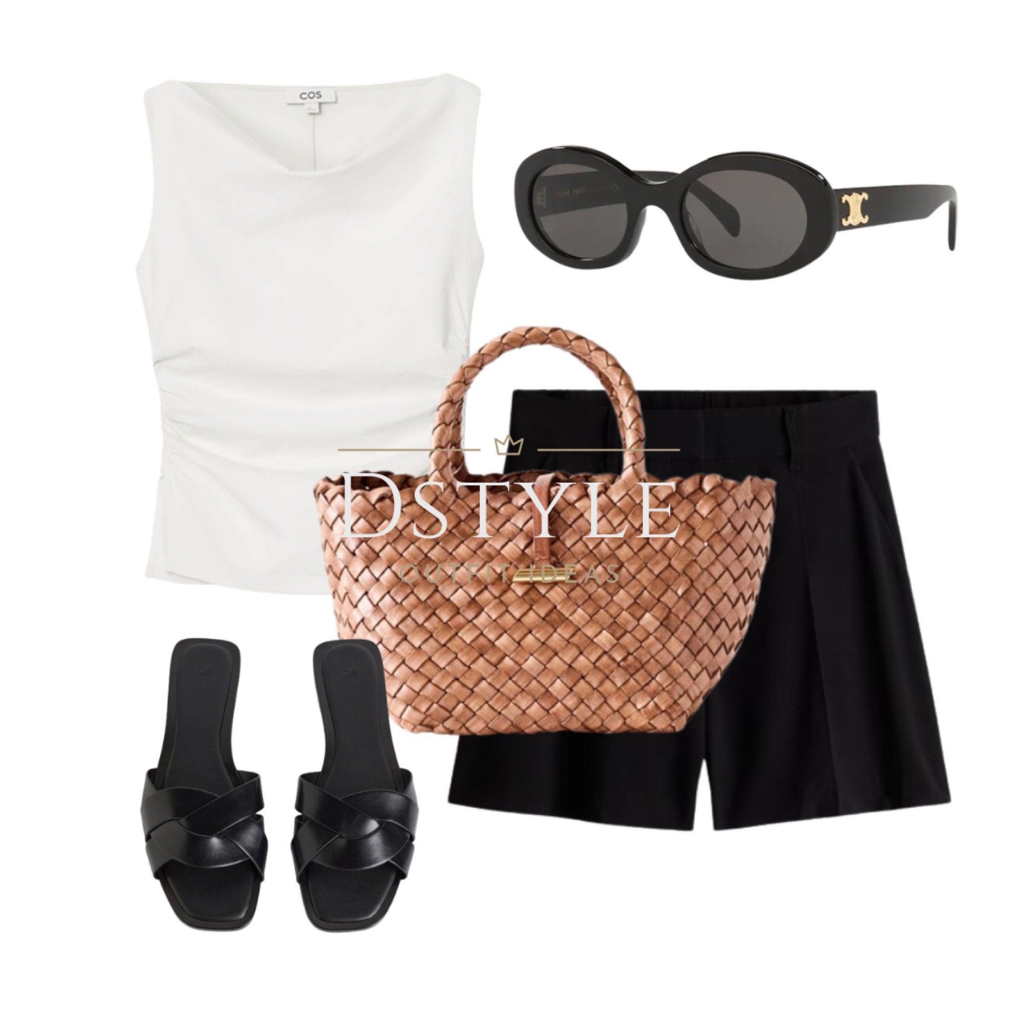 White top, black tailored shorts, black leather slide sandals, slides, flat sandals, CELINE sunglasses, leather basket tote bag

#LTKFindsUnder100 #LTKStyleTip #LTKWorkwear