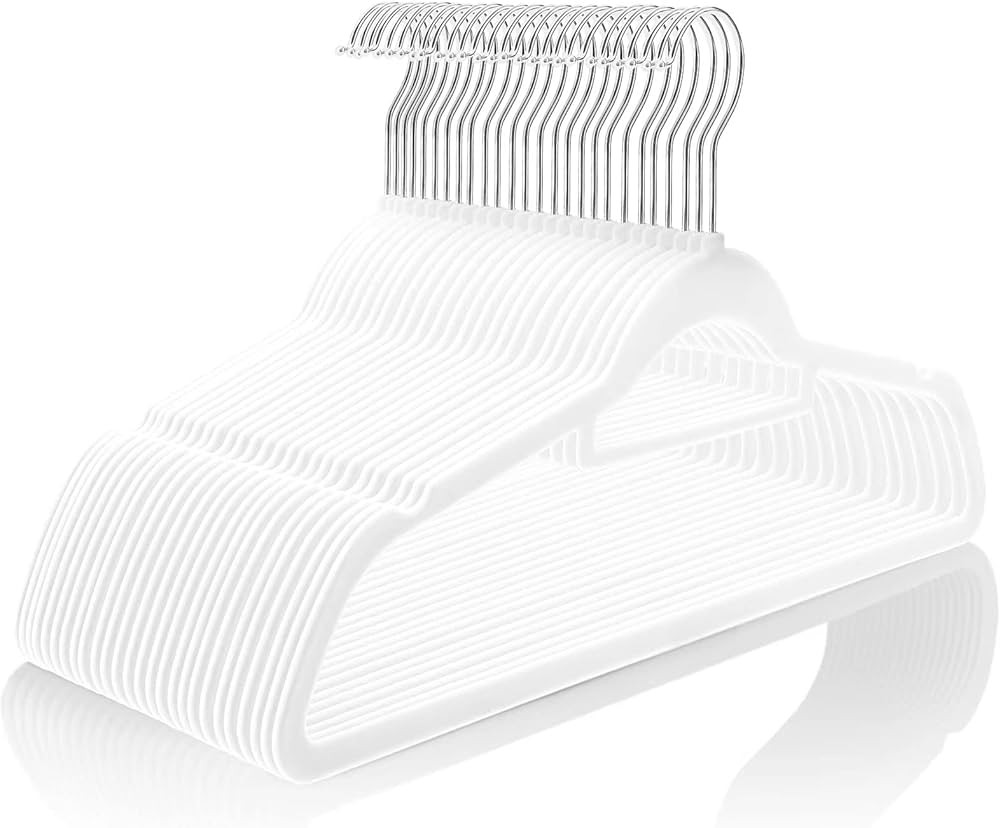 Micuul Velvet Hangers 50 Pack, Pink Hangers with Tie Bar, Non-Slip & Durable Clothes Hangers Hold... | Amazon (US)