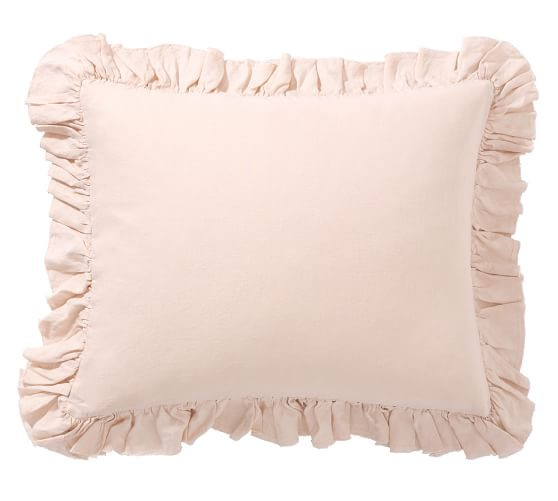 Belgian Flax Linen Fringe Ruffle Sham | Pottery Barn (US)