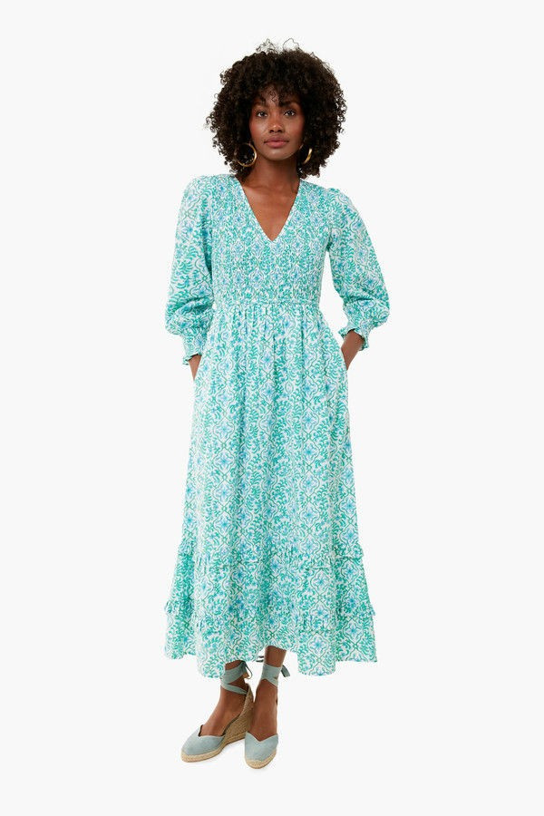 Exclusive Mint Trellis Isabel V-Neck Dress | Tuckernuck (US)
