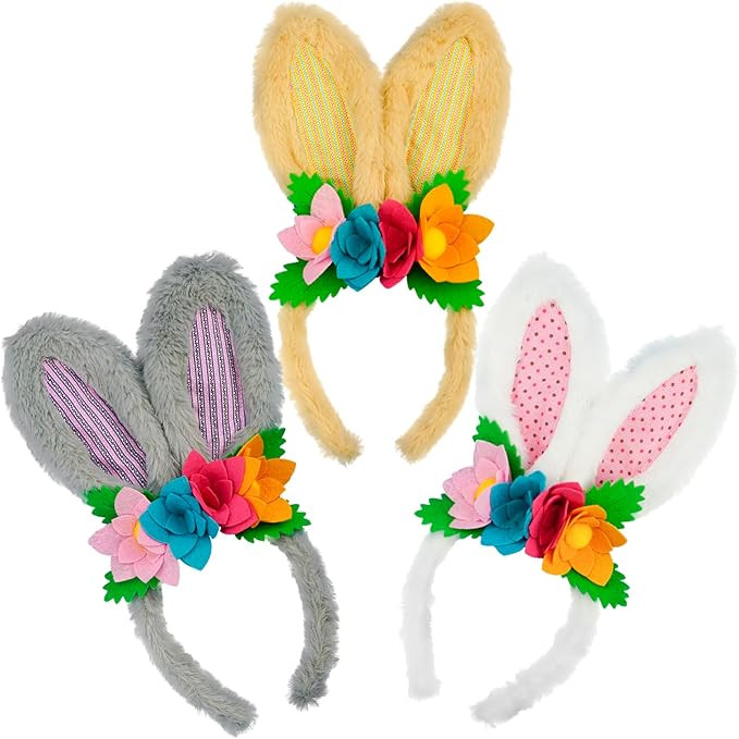 DearSun 3 Pcs Easter Bunny Ears Headband for Kids Adult, Cosplay Costume Accessories Rabbit Ear H... | Amazon (US)