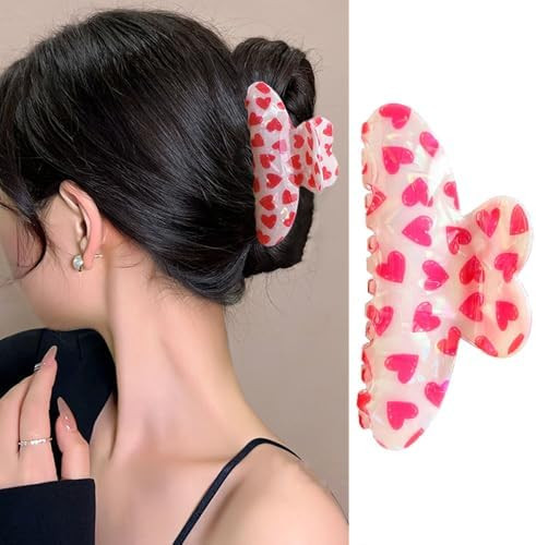 1PCS Heart Hair Claw Clips Hair Clips Strong Hold Hair Clamp Clips for Hair Decoration Pink Heart... | Amazon (US)