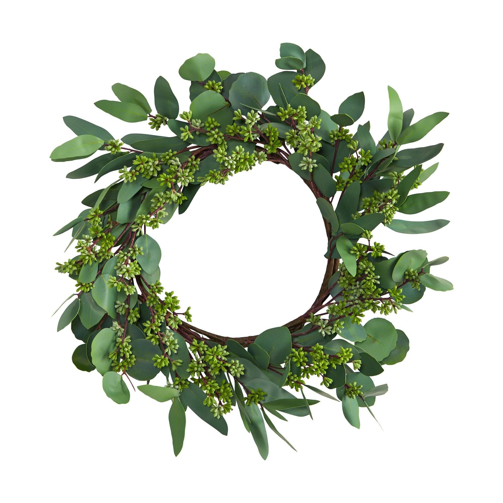 22” Eucalyptus and Berry Artificial Wreath | Nearly Natural