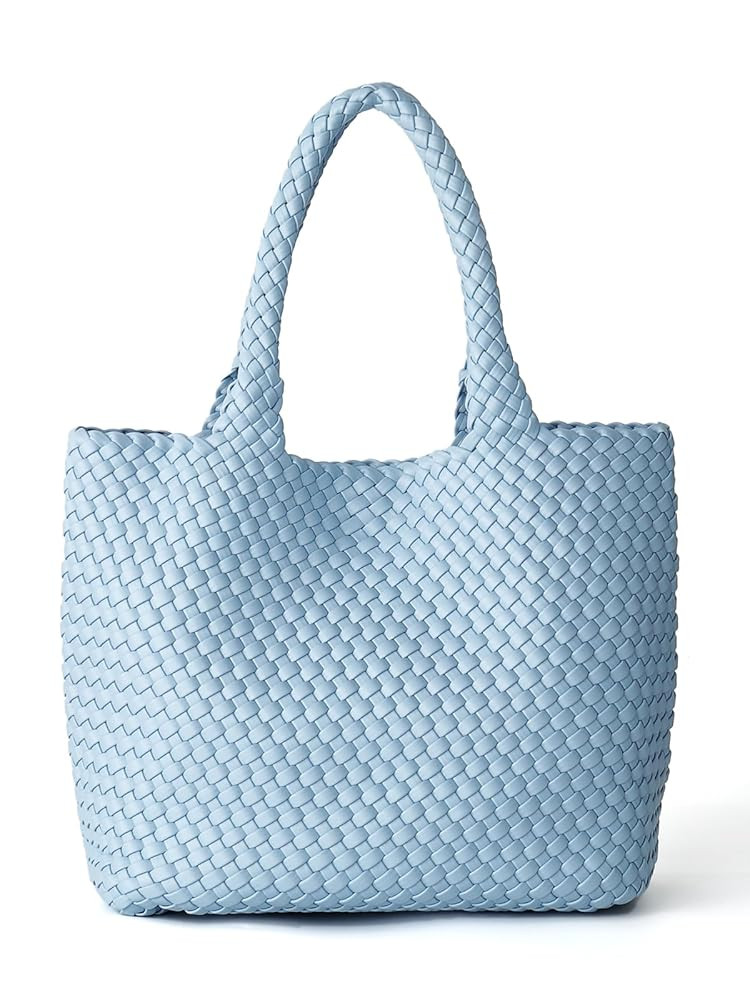 Woven Tote Bag for Women, Fashion Woven Bags for Women Vegan Leather Shoulder Handbags Large Summ... | Amazon (US)