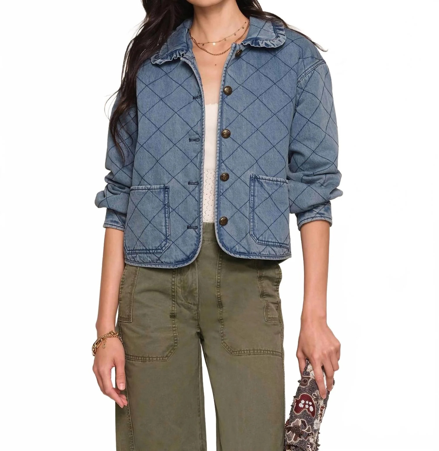 Miller Quilted Jacket In Blue | Shop Simon