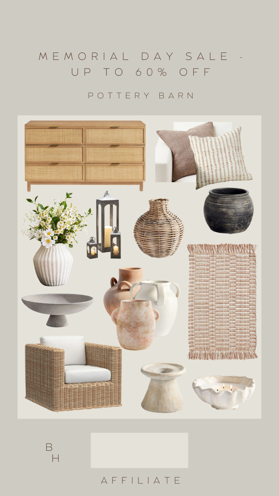 Pottery barn sale, Memorial Day sale, up to 60% off, pottery barn sale home decor, organic modern home, dresser, ceramic vase, outdoor sale, outdoor rug. 

#LTKHome #LTKStyleTip #LTKSaleAlert