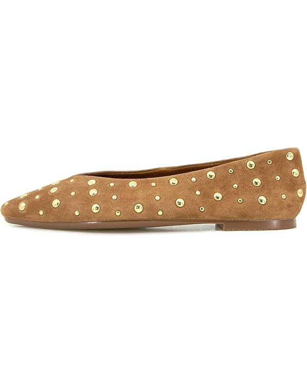 Studded Flats for Women Suqare Toe Slip on Suede Ballet Flats Comfortable Walking Studs Ballet Sh... | Amazon (US)