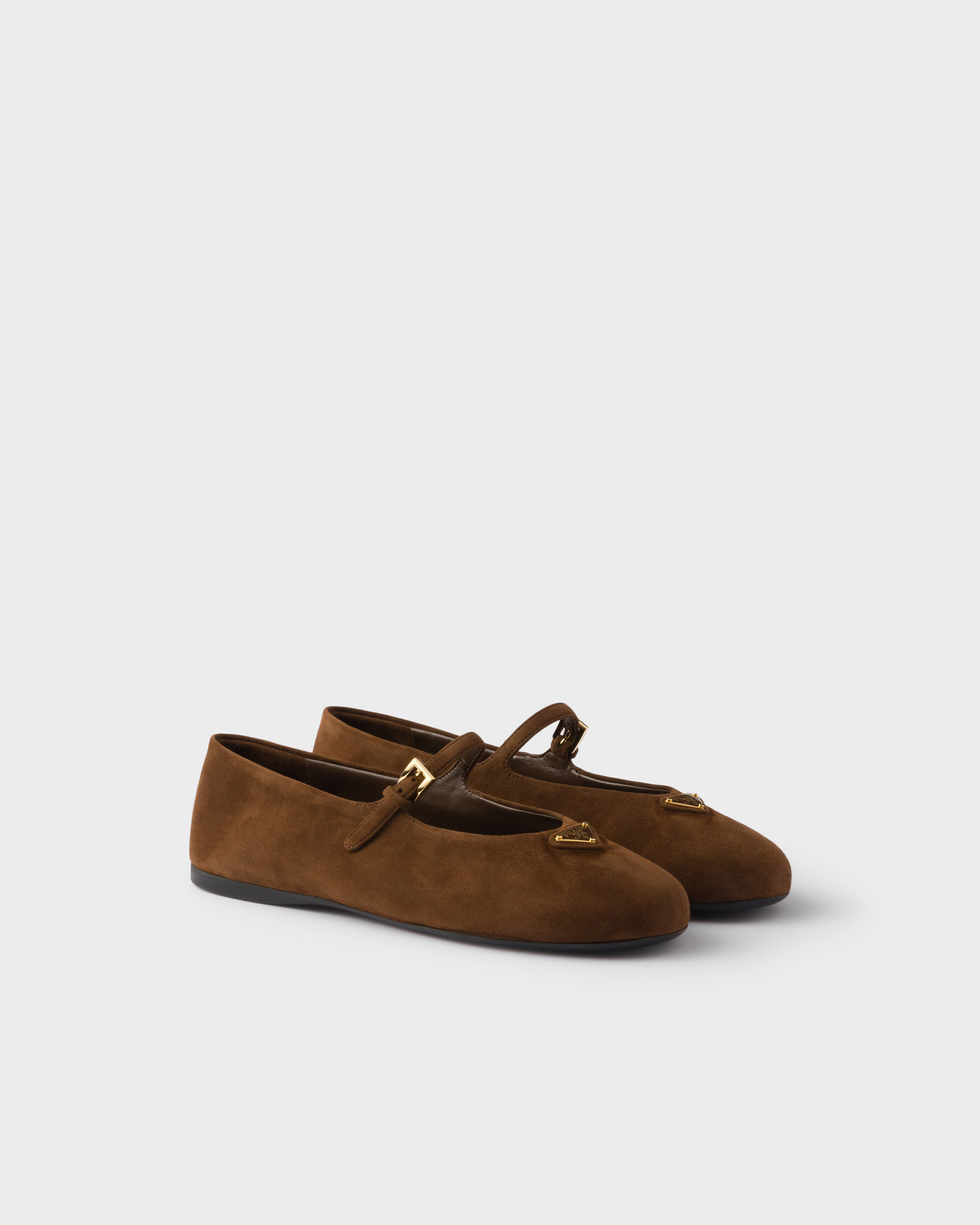 Cocoa Brown Suede Ballerinas | PRADA | Prada US