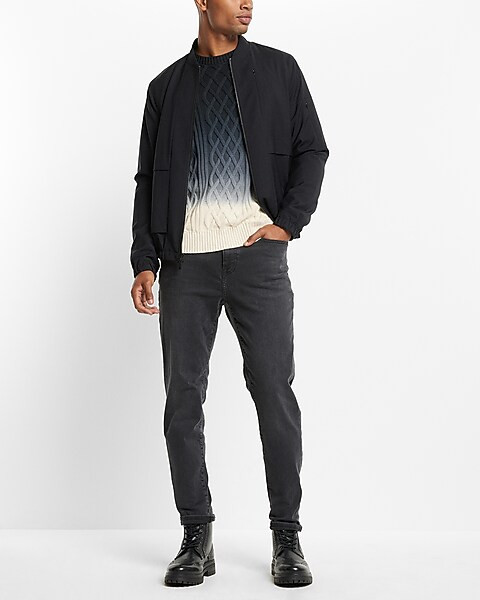 Wool-Blend Modern Tech Bomber Jacket | Express