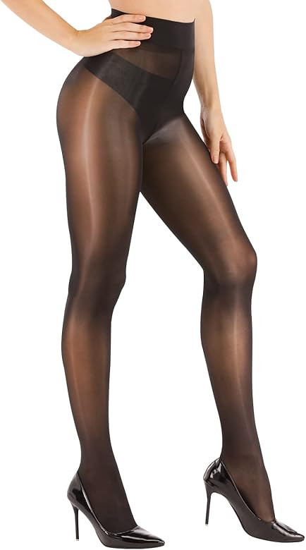 ARRUSA Women's Super Sexy Shiny Sheer Control Top Footed Tights Silk Stockings Ultra Shimmery High W | Amazon (US)