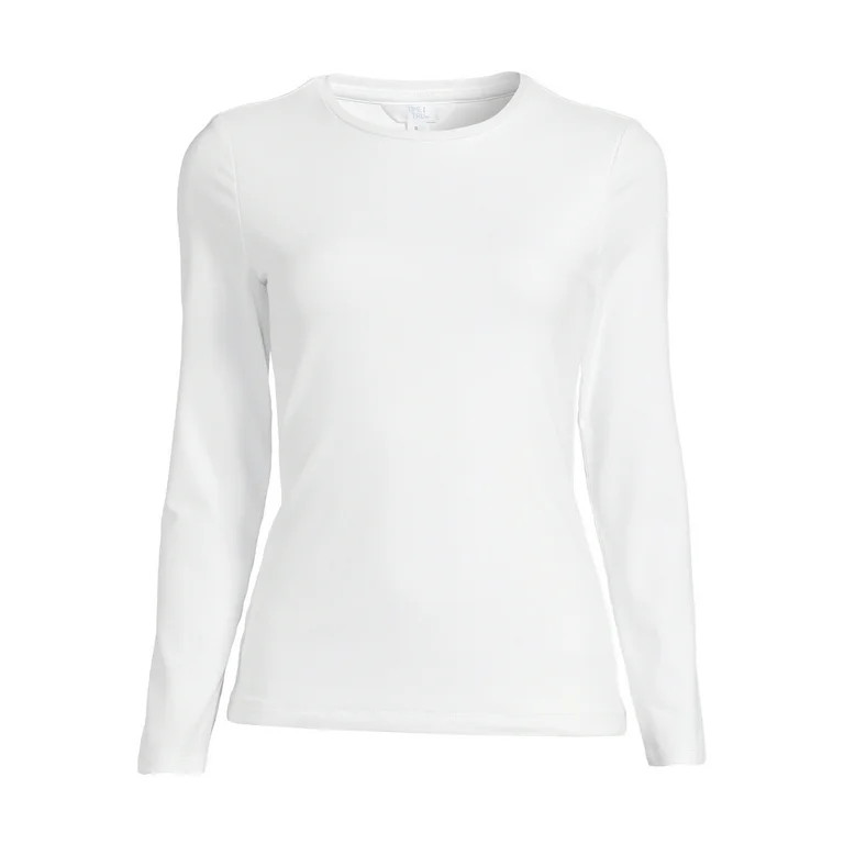Time and Tru Women's Smoothing Tee with Long Sleeves, Sizes S-XXXL | Walmart (US)