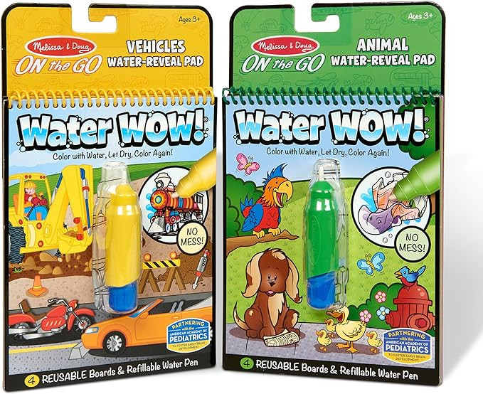 Melissa & Doug On the Go Water Wow! Reusable Water-Reveal Activity Pads, 2-pk, Vehicles, Animals ... | Amazon (US)