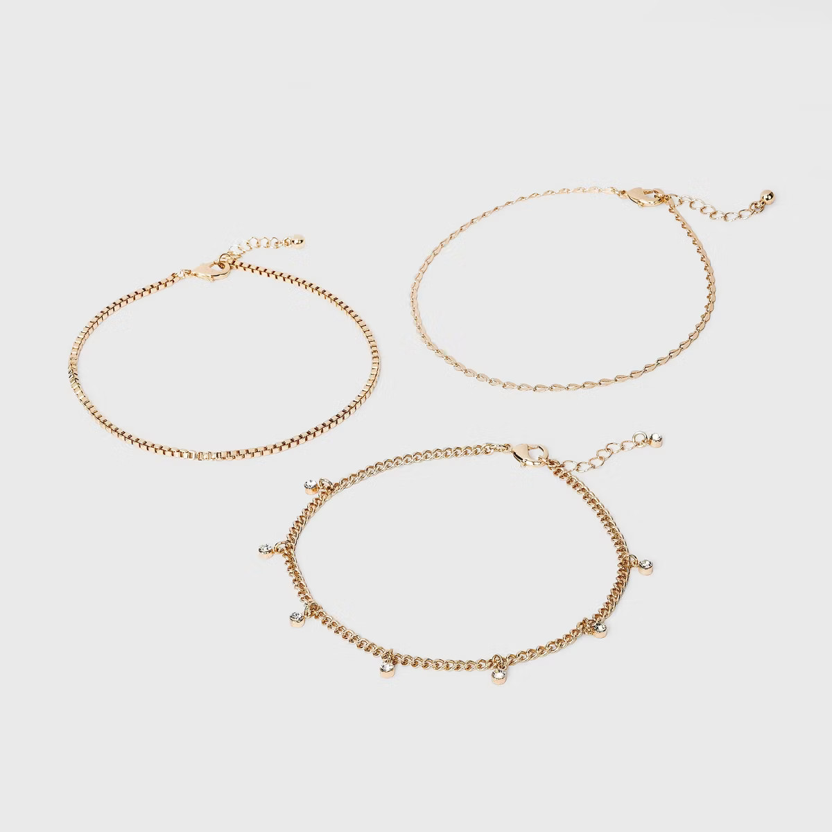 Gem Drop Anklet Set 3pc - A New Day™ Gold | Target
