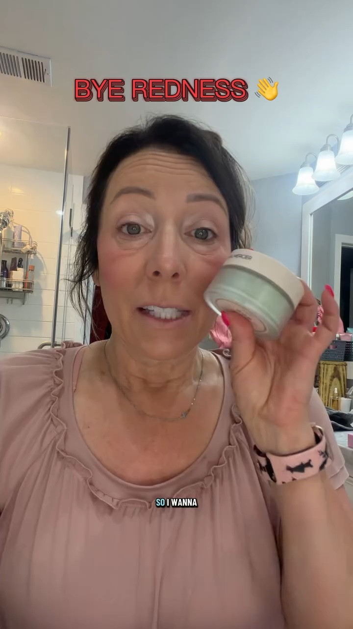 The Laura Mercier mint color setting powder has been such a good makeup trick for helping tone down redness and blotchy areas on my skin. It gives a smoother, more even look without feeling heavy or cakey.@Laura Mercier Silom #lauramercier #greenpowder #settingspowder #rednessreliefmakeup #over50beauty