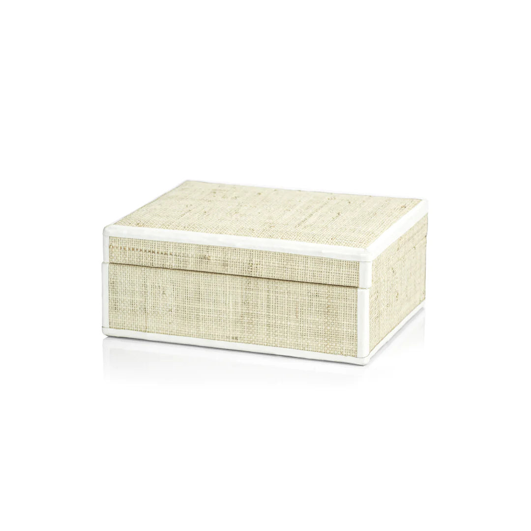 Raffia Leather Trim Box (2 Sizes) | Linen & Flax Co