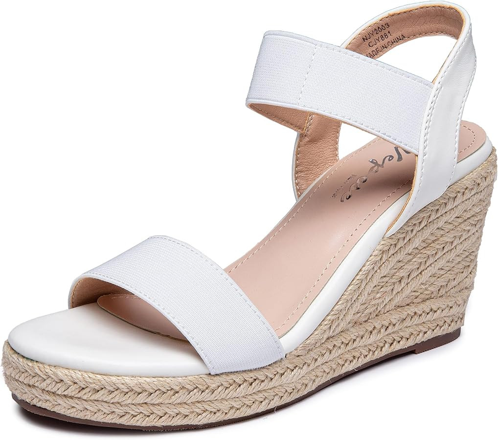 Vepose Women's Wedge Sandals Platform Espadrilles Sandals Elasitc Ankle Strap Open Toe 881 Sandal... | Amazon (US)