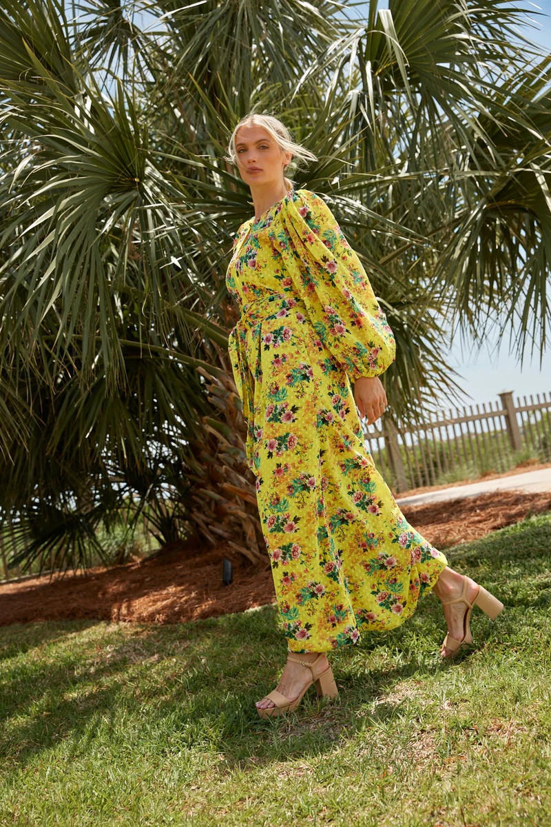 Ashford Maxi | Yellow Floral Silk Chiffon | SUE SARTOR