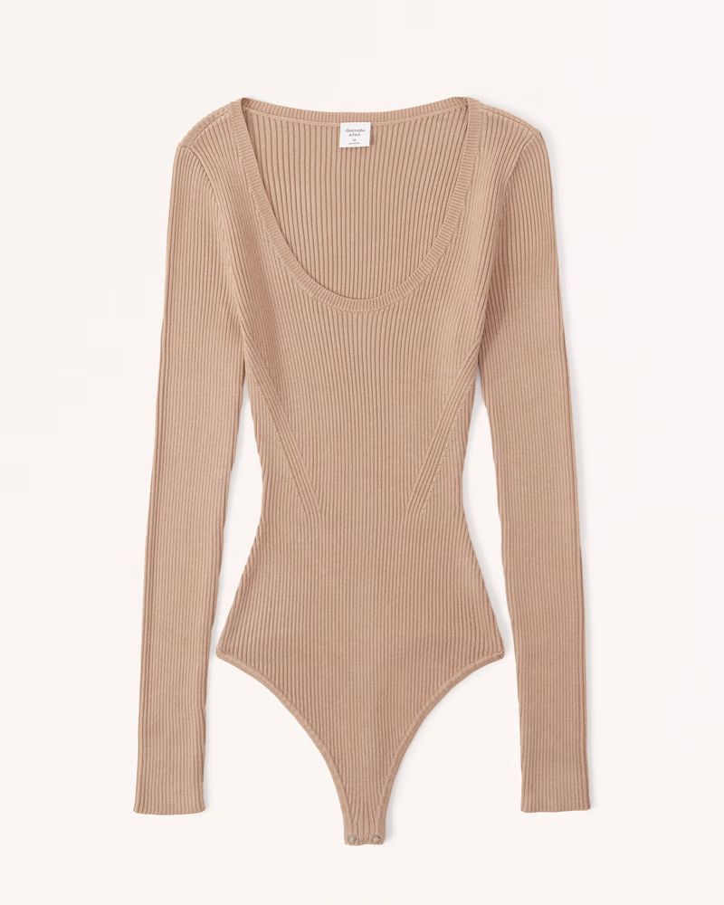 Abercrombie & Fitch Women's Scoopneck Sweater Bodysuit in Brown - Size S | Abercrombie & Fitch (US)