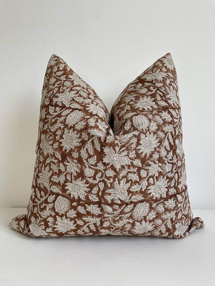 Canyon Theory Hand Block Print Thick Linen 20x20 Inch Throw Pillow Cover: Indoor Outdoor Sustaina... | Amazon (US)