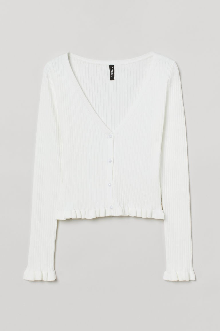 H & M - V-neck cardigan - White | H&M (UK, MY, IN, SG, PH, TW, HK)