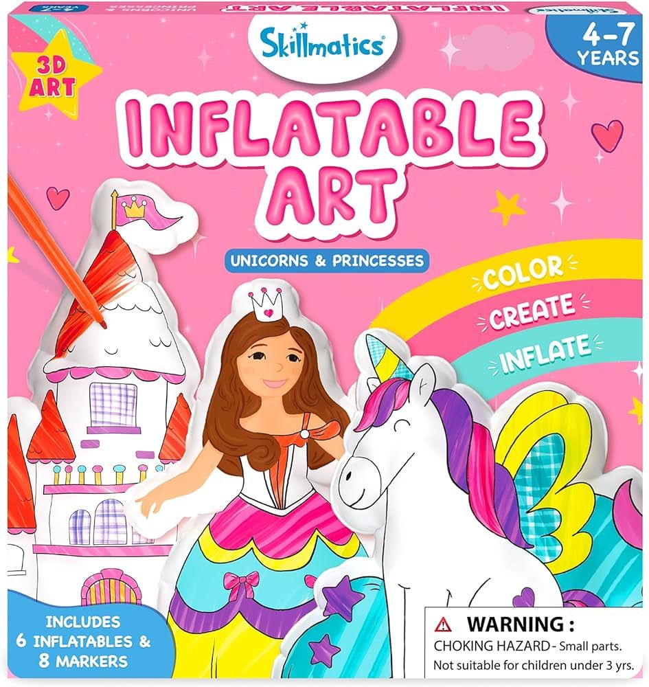 Skillmatics Inflatable Art for Kids - 3D Unicorns & Princesses, Preschool Craft Kits, Fun DIY Act... | Amazon (US)