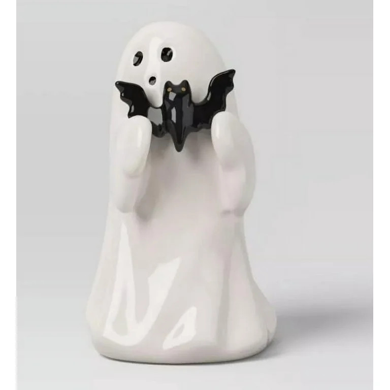 Halloween Ghost with Bat Ceramic Figurine, Ceramic Ghost Halloween Decorative Figurine Ghost Deco... | Walmart (US)