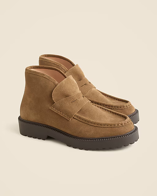 Lug-sole loafer boots in suede | J. Crew US
