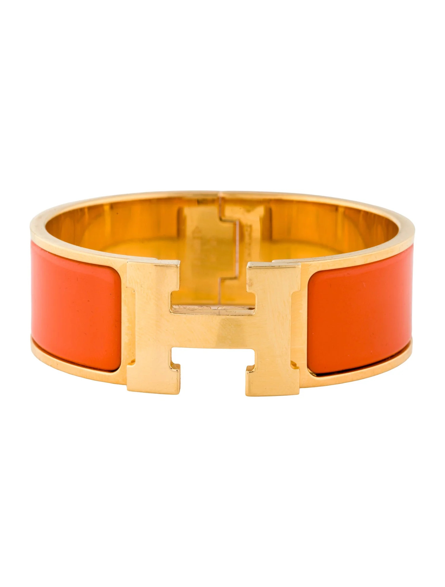 Hermès Enamel Clic Clac H Bracelet - Orange Bangle, Bracelets - HER774136 | The RealReal | The RealReal