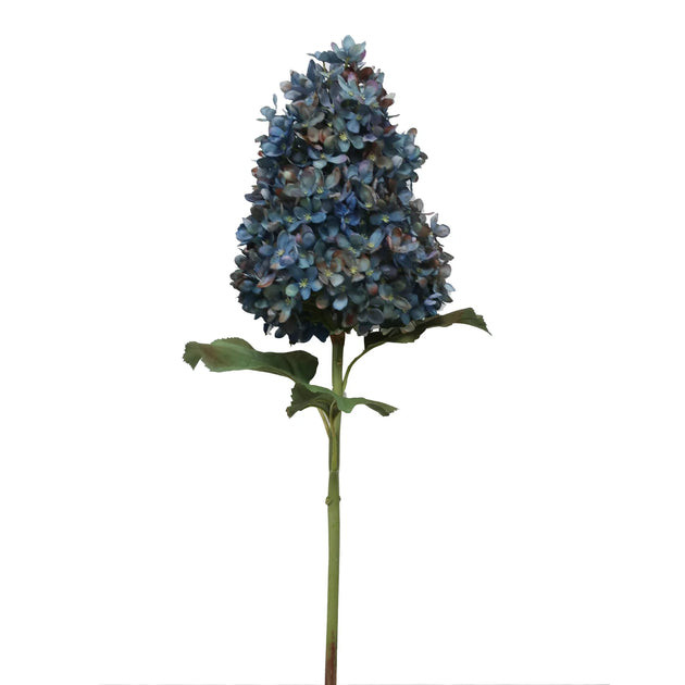 Antiqued Blue Pee Gee Hydrangea Faux Stem | Cailini Coastal