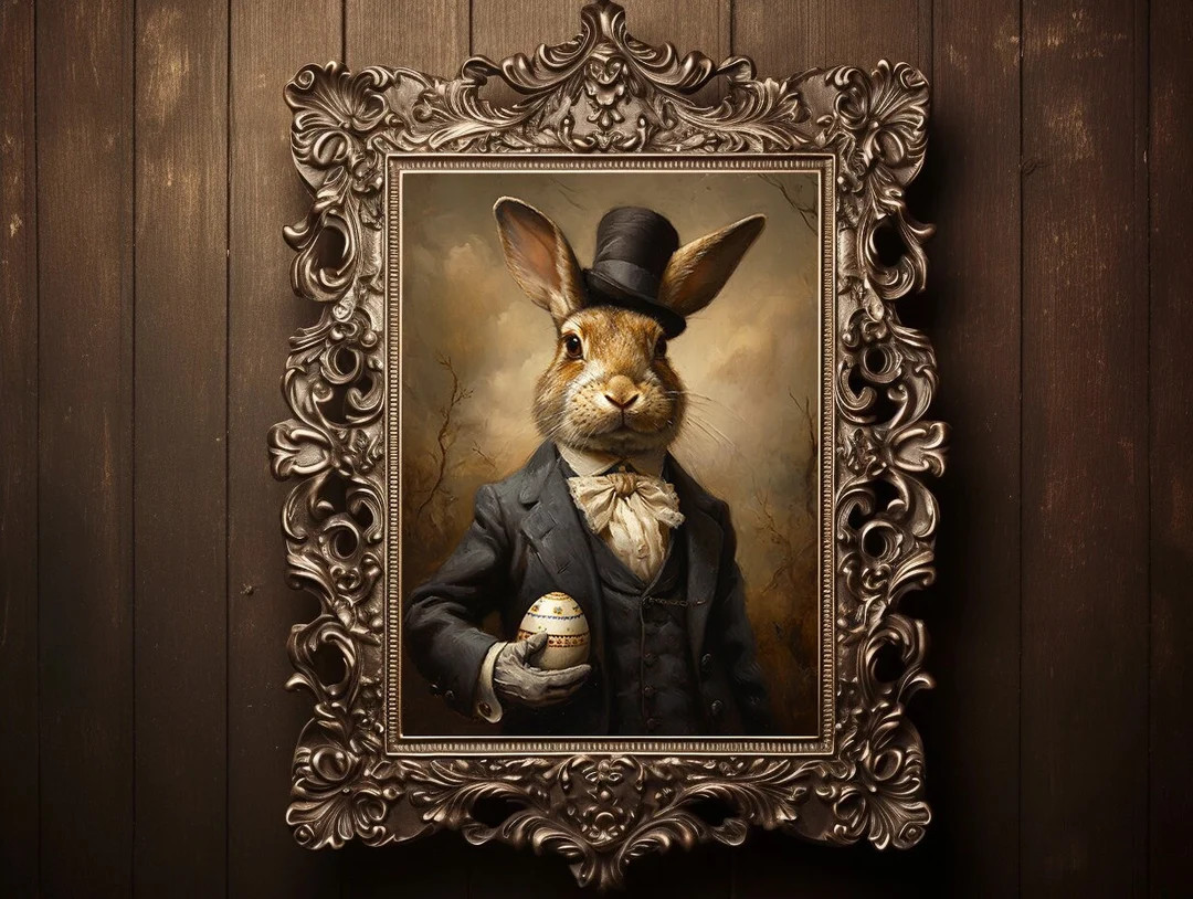 Victorian Easter Gothic Rabbit Dapper Gentleman Funny Bunny Cool Art, Fine Art Giclee, Vintage Pa... | Etsy (US)