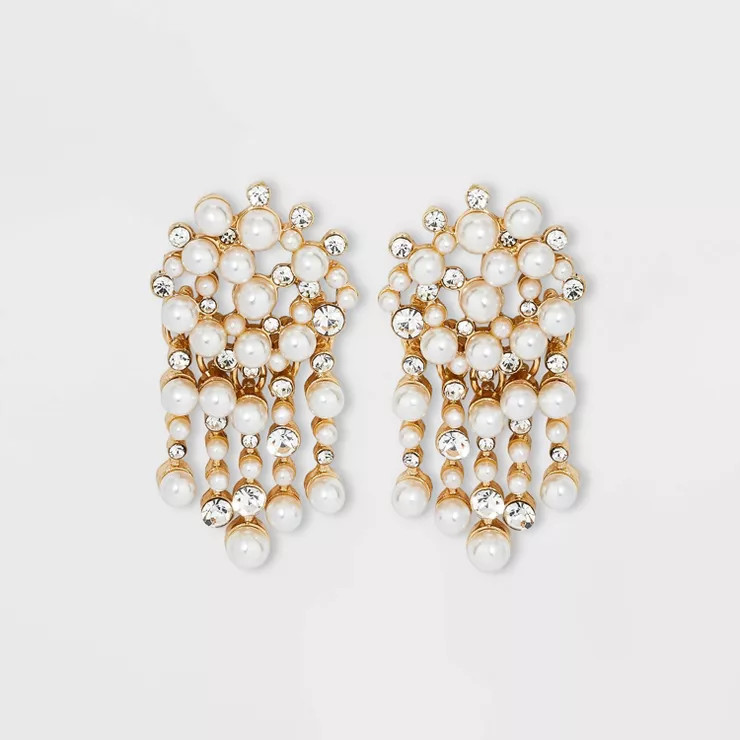 SUGARFIX by BaubleBar Pearl and Crystal Drop Statement Earrings - Gold | Target
