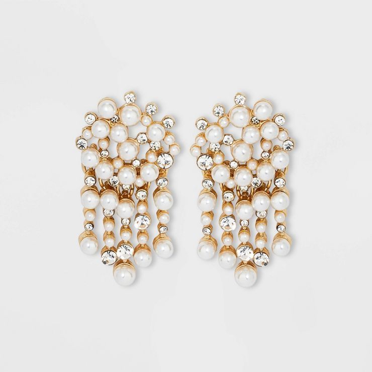 SUGARFIX by BaubleBar Pearl and Crystal Drop Statement Earrings - Gold | Target